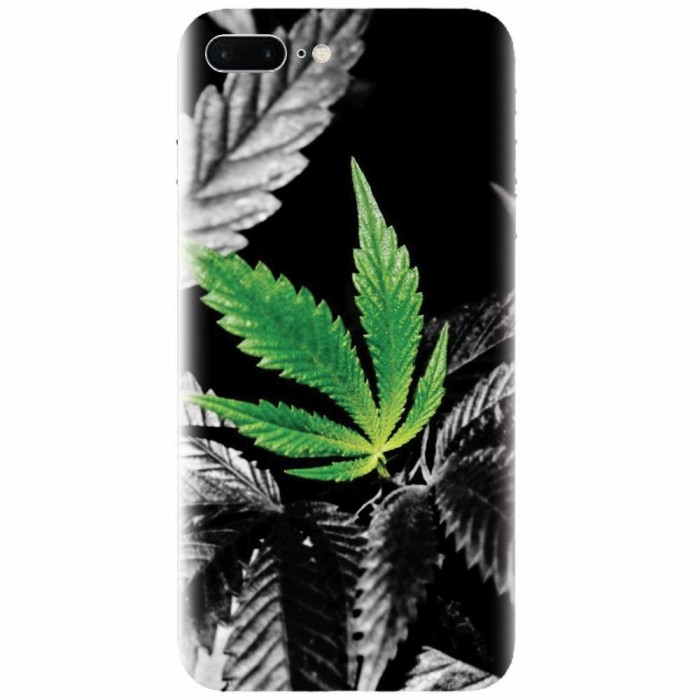 Husa silicon pentru Apple Iphone 7 Plus, Trippy Pot Leaf Green