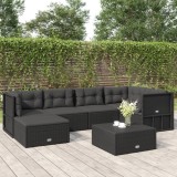 Cumpara ieftin Set mobilier de grădină cu perne, 6 piese, negru, poliratan