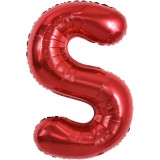 Balon folie metalizata litera s, flippy, 40 cm, umflati cu heliu sau aer, ambalaj individual, pai inclus, rosu