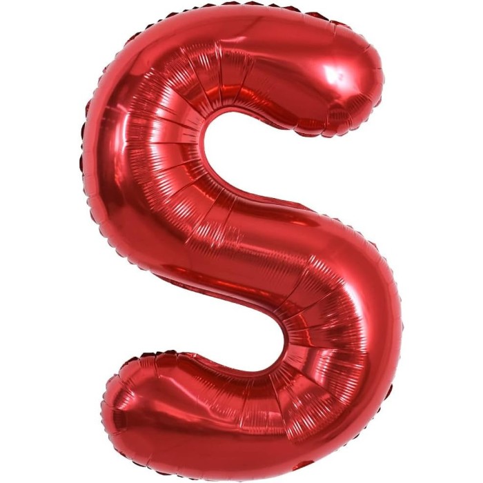 Balon folie metalizata litera s, flippy, 40 cm, umflati cu heliu sau aer, ambalaj individual, pai inclus, rosu