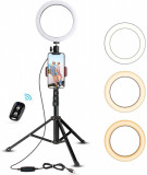 Lampa Circulara Make up Profesionala, Circumferinta LED 20.2 CM cu Lumina Rece / Calda Tip Inel, cu Trepied 160 cm Pentru Poze Perfecte, EJ PRODUCTS