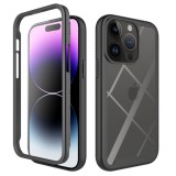 Husa 360 apple iphone 15, folie protectie inclusa, defence, transparent negru