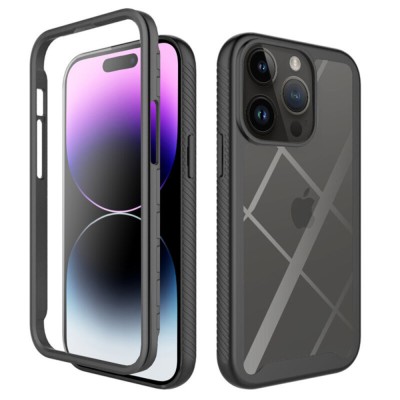 Husa 360 google pixel 8, folie protectie inclusa, defence, transparent negru foto