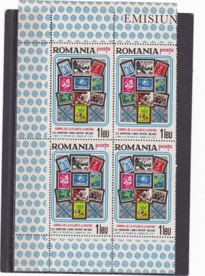 EXIL ROMANIA-SPANIA 1966 EUROPA CEPT,IN BLOC DE 4,DANTELAT,NEUZAT MNH. foto