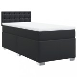 Cumpara ieftin Pat continental cu saltea, negru, 80x200 cm, piele ecologica