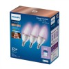 3 Becuri LED RGB Smart Philips Candle C37 E14, 4.9W (40W), 470lm, Lumina Albă &amp; Color, Wi-Fi, Bluetooth