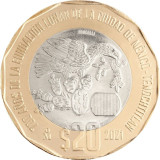 Mexic 20 Pesos 2021 (Foundation of Mexico-Tenochtitlan) 30 mm KM-New UNC !!!, America de Nord