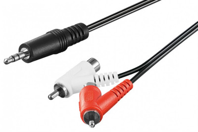 Cablu audio Jack 3.5 mm tata STEREO la 2x RCA tata-mama 1.5m Goobay foto