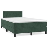 Cumpara ieftin Gossi pat box spring cu saltea, verde inchis, 120x190 cm, catifea