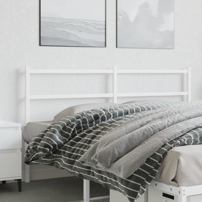 vidaXL Tăblie de pat metalică, alb, 150 cm
