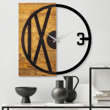 Ceas de perete decorativ din lemn Wooden Clock 24, Nuc, 3x58x58 cm