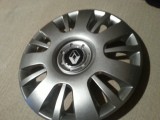 Capace Roti 14 inch Renault Clio Symbol Kangoo Twingo - Set 4 bucati, Gri, Flexibile, Prindere Inele, Emblema Metalica