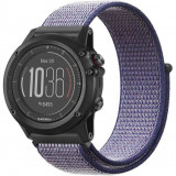 Cumpara ieftin Curea ceas Smartwatch Garmin Fenix 7 / 6 / 5 Plus / 5, 22 mm iUni Soft Nylon Sport, Midnight Blue