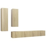 Cumpara ieftin Set de dulapuri TV, 4 piese, stejar sonoma, lemn prelucrat