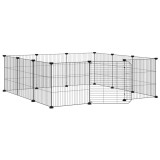 Cumpara ieftin Cusca pentru animale de companie cu 12 panouri si usa, neagra, 105x105x35 cm, otel