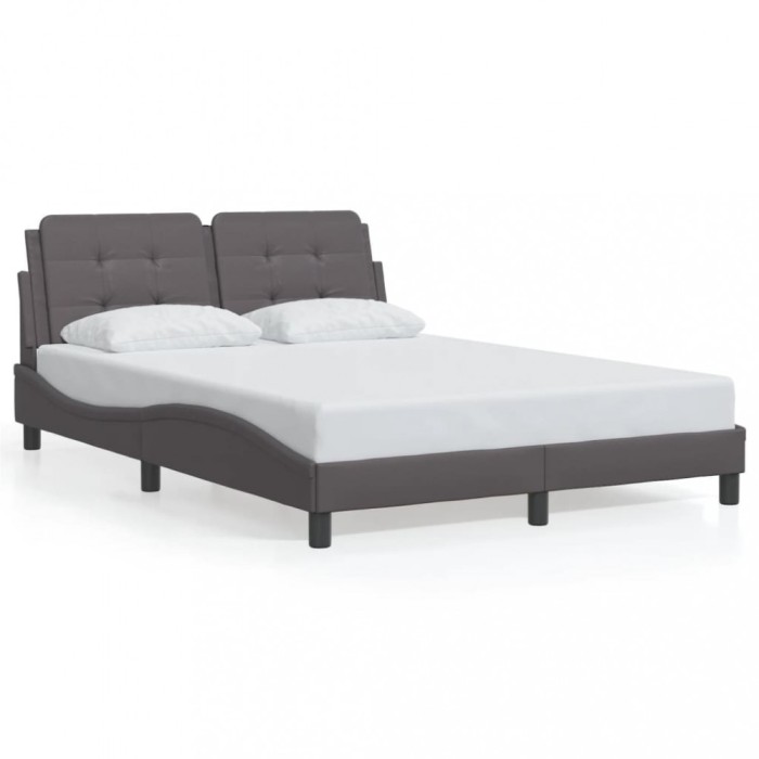 Cadru de pat fara saltea, Zadar, gri, 140x190 cm, piele ecologica