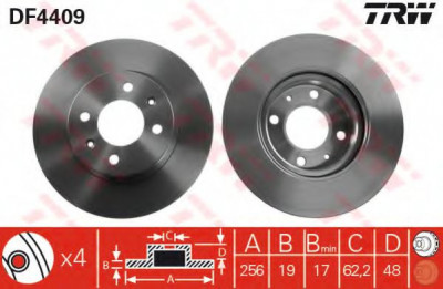 Disc frana HYUNDAI GETZ (TB) (2002 - 2010) TRW DF4409 foto