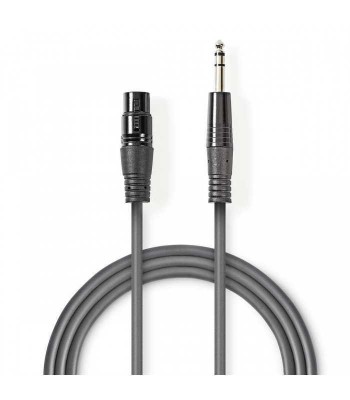 Cablu audio Stereo XLR 3-Pini mama - 6.35 mm Jack tata 1.5m gri Nedis foto