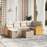 Gossi set canapele de gradina, 7 piese, cu perne, bej, poliratan