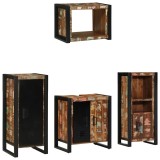 Set de mobilier pentru baie cu raft 4 pcs Lemn recuperat solid
