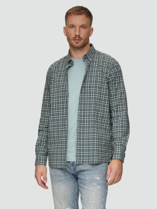 Cămașă bărbați cu imprimeu &icirc;n carouri, croială Regular fit, Verde, S