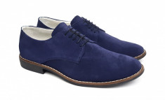 Pantofi barbati eleganti din piele naturala intoarsa bleumarin NIC164ABVEL foto