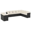Set canapele de gradina cu perne, 10 piese, negru, poliratan