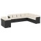 Set canapele de gradina cu perne, 10 piese, negru, poliratan