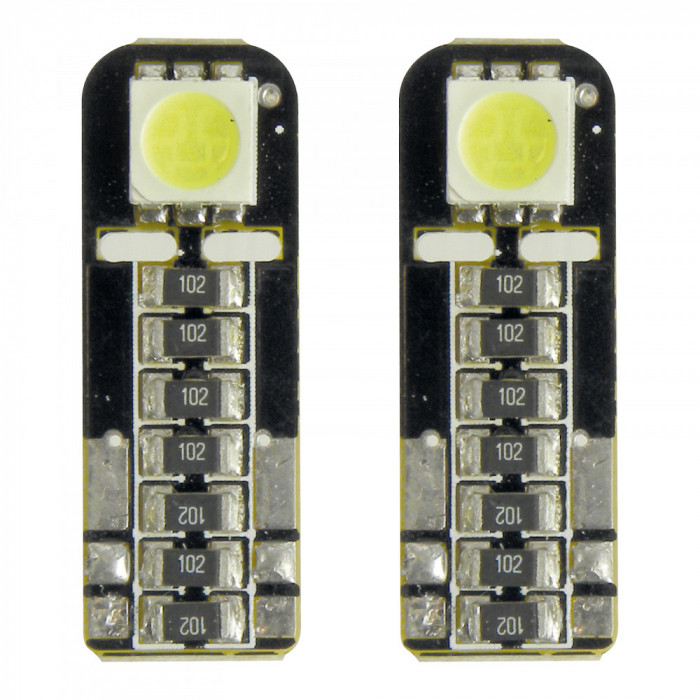 Bec Led - 1SMD 12V pozitie T10 W21x95d Canbus 2buc Carpoint - Alb dispersat Garage AutoRide