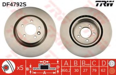 Disc frana LAND ROVER RANGE ROVER III (LM) (2002 - 2012) TRW DF4792S foto