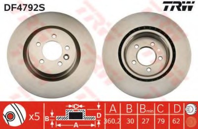 Disc frana LAND ROVER RANGE ROVER SPORT (LS) (2005 - 2013) TRW DF4792S foto