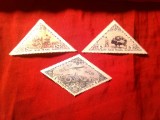 Serie mica R.Populara Tuva - Rusia 1936 - 15 ani Republica 3 valori ( 2 fara guma , una sarniera )