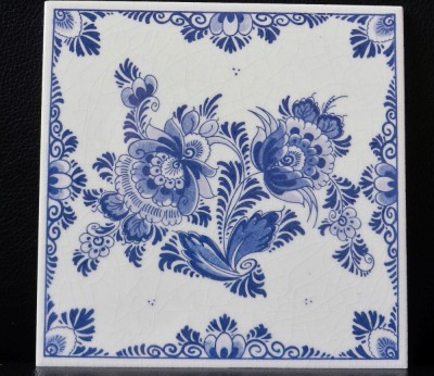 Tablou / Faianta - Delft - Mosa - Flori - pictata manual - 1975 foto