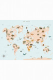 Vissevasse Poster World Map Animal 50x70 cm