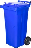 Pubela Europlast 120 L din HDPE, albastra, cu roti, pentru deseuri