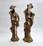 cuplu , 2 statuiete personaje chinezesti 37 cm inaltime fiecare rasina sintetica decorative