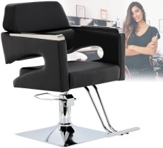 Scaun de coafat Gaja hidraulic rotativ pentru salonul de coafură Suport cromat scaun de coafor