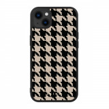 Husa iPhone 14 Plus - Skino Houndstooth, textil negru bej