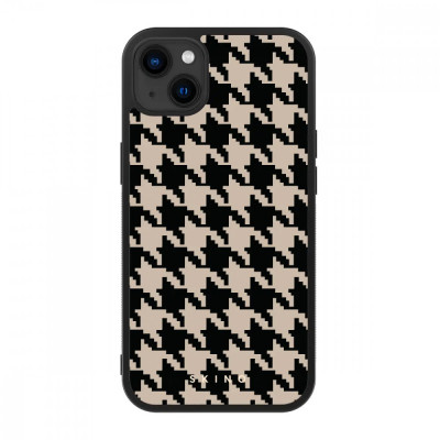 Husa iPhone 13 mini - Skino Houndstooth, textil negru bej foto