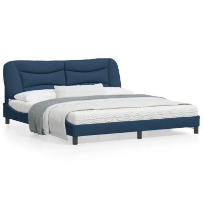 vidaXL Cadru de pat cu tăblie, albastru, 180x200 cm, textil foto