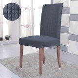 Husă Scaun Elestică, Gri, Poliester, 101cm &Icirc;nălțime Totală, Carouri &icirc;n Relief, Oem