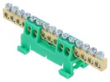 Conector regletă de conexiuni pentru șină DIN, verde, 1 pistă