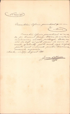 HST 278S Decizie pentru un alumneu semnată olograf mitropolit Ioan Metianu 1898 foto