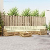 vidaXL Set Canapele Exterior Lemn Acacia 7 Piese Alb Crem Pernă Modular