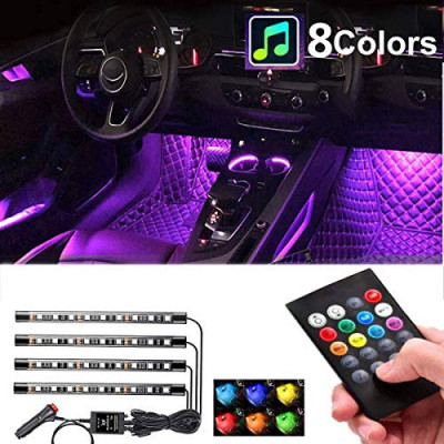 Kit lumini ambientale interior auto RGB LED 12V 6A cu telecomanda foto