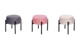 Set 3 tabureti cu spatiu depozitare, catifea multicolora, fier 28 x 31 cm