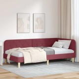 vidaXL Cadru de pat colțar cu headboard Roșu Vin 90 x 190 cm țesătură 42016564
