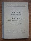 TARIFUL LOCAL DE CALATORI SI TARIFUL LOCAL DE BAGAJE SI MESAGERII - 1967