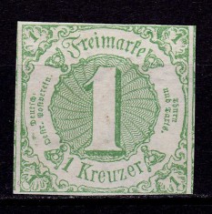 ✅ (S45) Germania veche - Thurn und Taxis 1865 &quot;Cifra in patrat &quot; , 1 Kr Michel nr. 41 cota 17 Euro, nestampilat/negumat