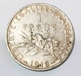 FRANTA 1 FRANC 1918 ARGINT STARE EXCELENTA